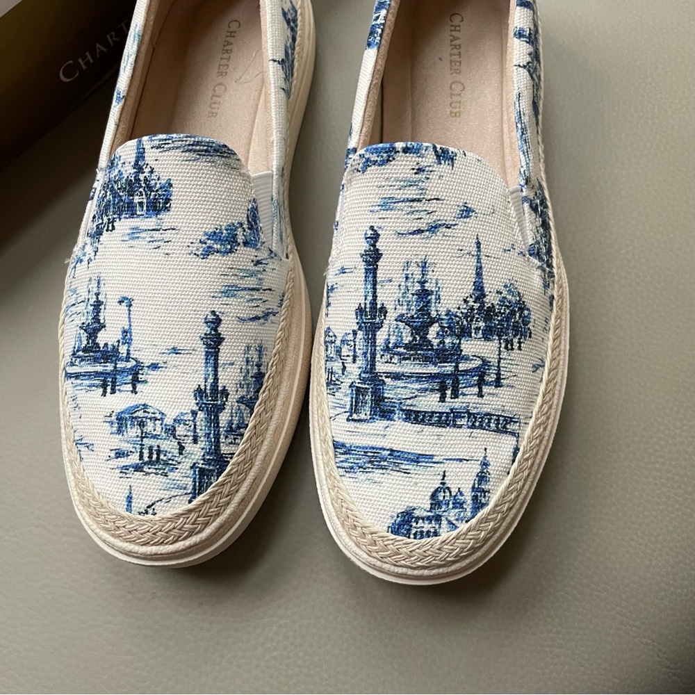 Charter Club Women's Scenic Blue Toile Loafers - Picture 3 of 7